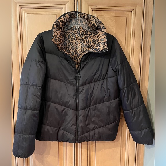NWOT DKNY Sport Reversible Leopard Print Puffer Jacket